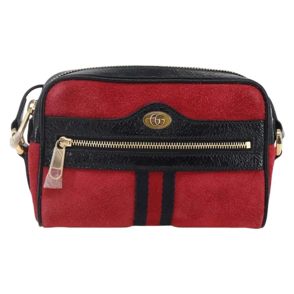 Gucci Ophidia Shoulder Bag Red Suede Good - Front View