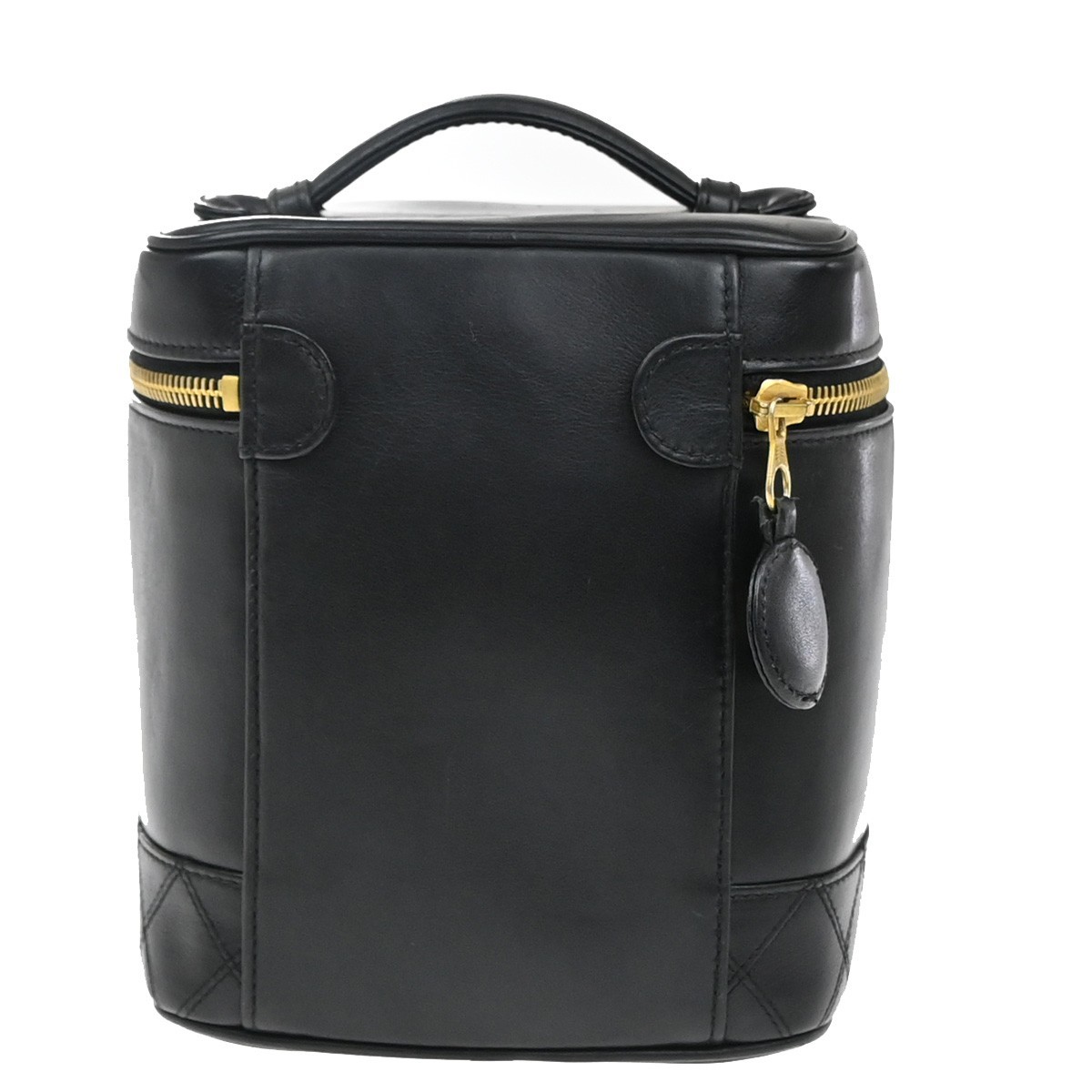 Chanel Vintage Cosmetic Case Black Leather Good condition - Back View