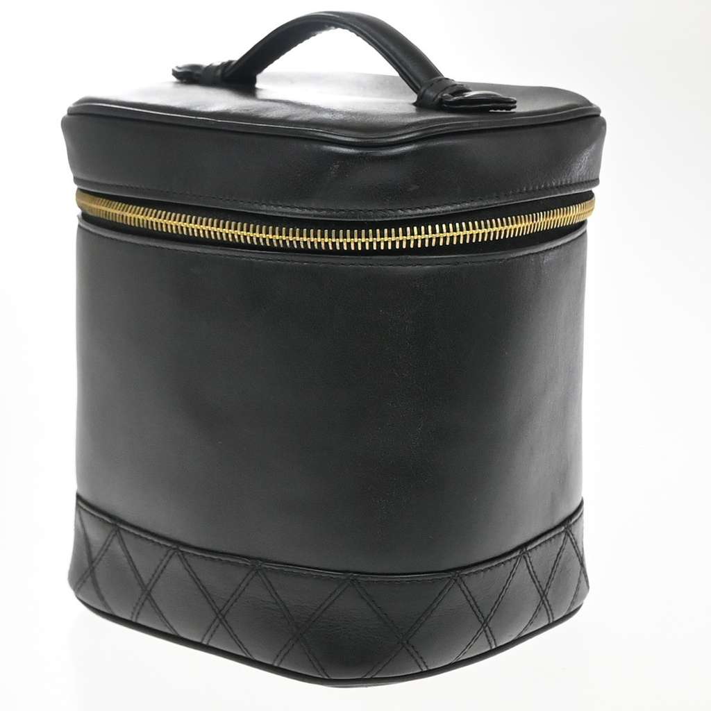 Chanel Vintage Cosmetic Case Black Leather Good condition - Inside View
