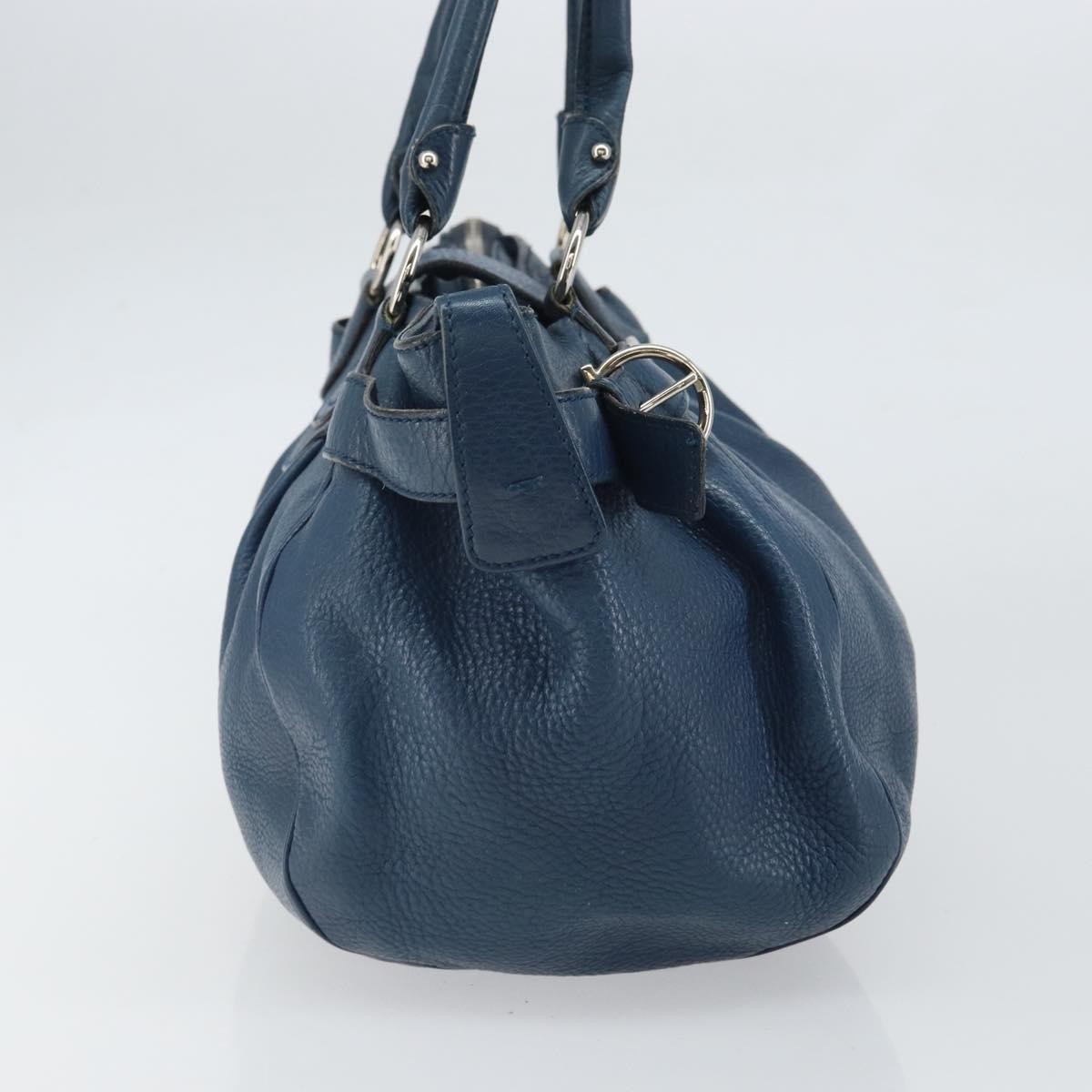 Salvatore Ferragamo Gancini handbag Blue Leather Good condition - Model View
