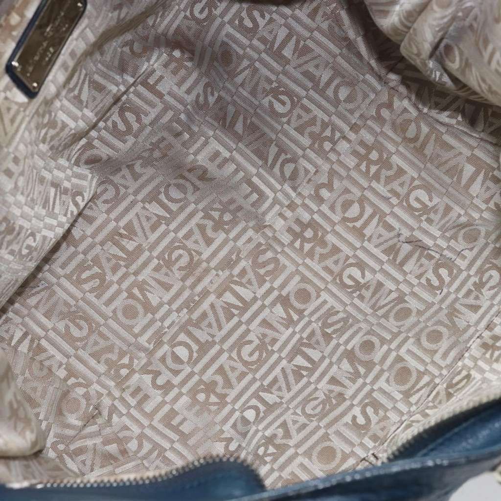 Salvatore Ferragamo Gancini handbag Blue Leather Good condition - Box View