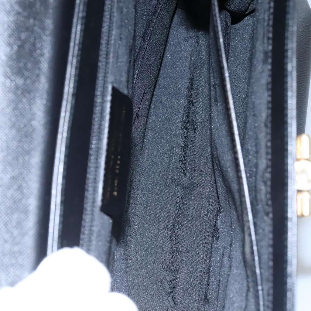 Salvatore Ferragamo Gancini Convertible Top Handle Bag Black Leather Good condition - Box View