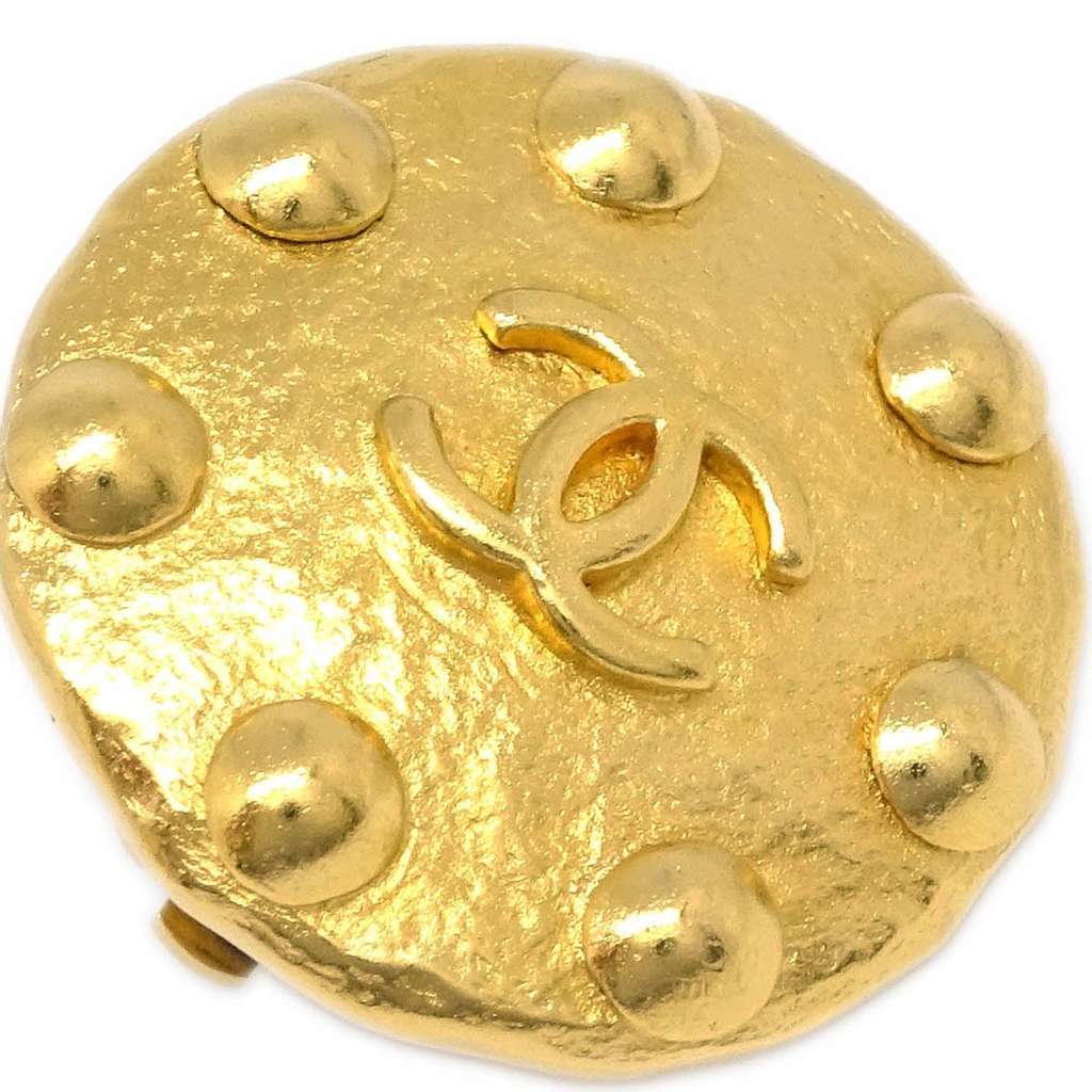 Chanel CC Round Earrings Gold Good condition - Back View