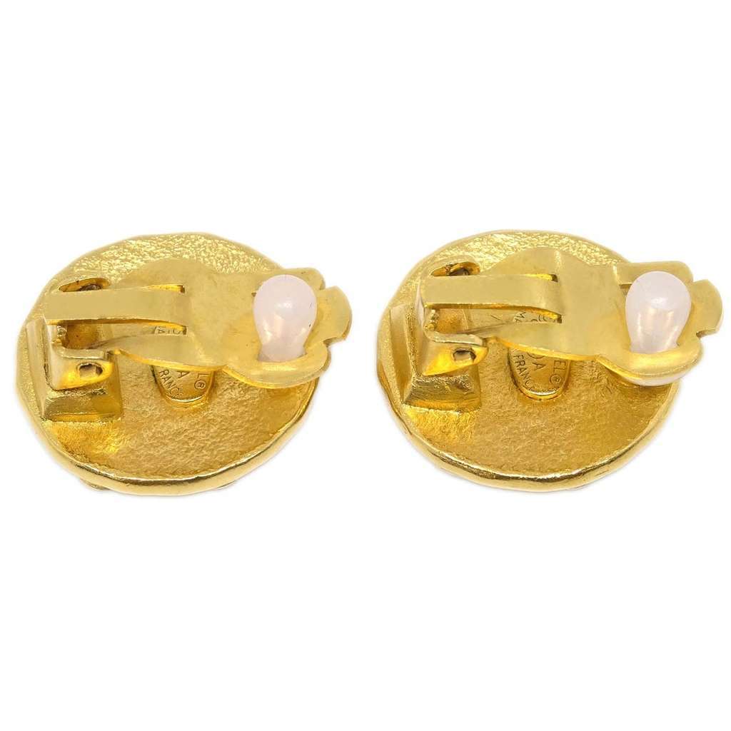 Chanel CC Round Earrings Gold Good condition - Inside View