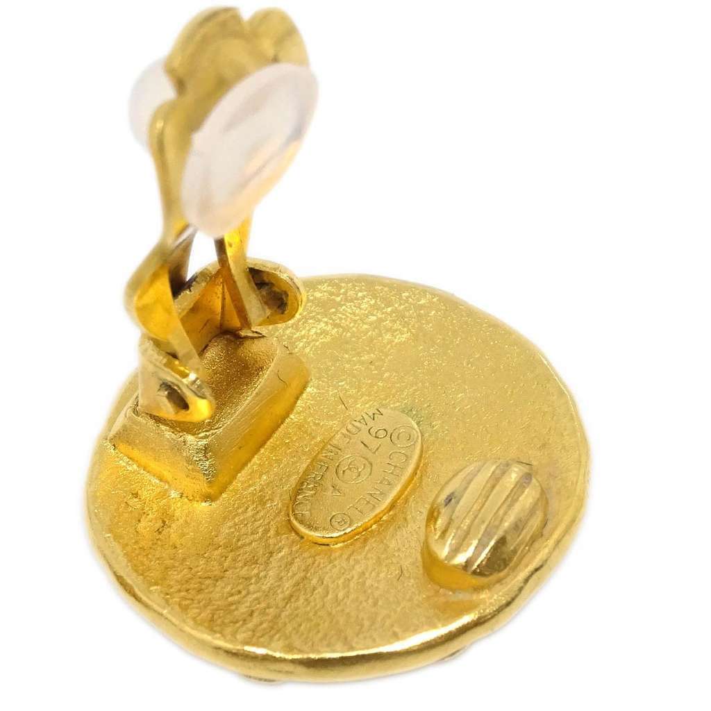 Chanel CC Round Earrings Gold Good condition - Model View