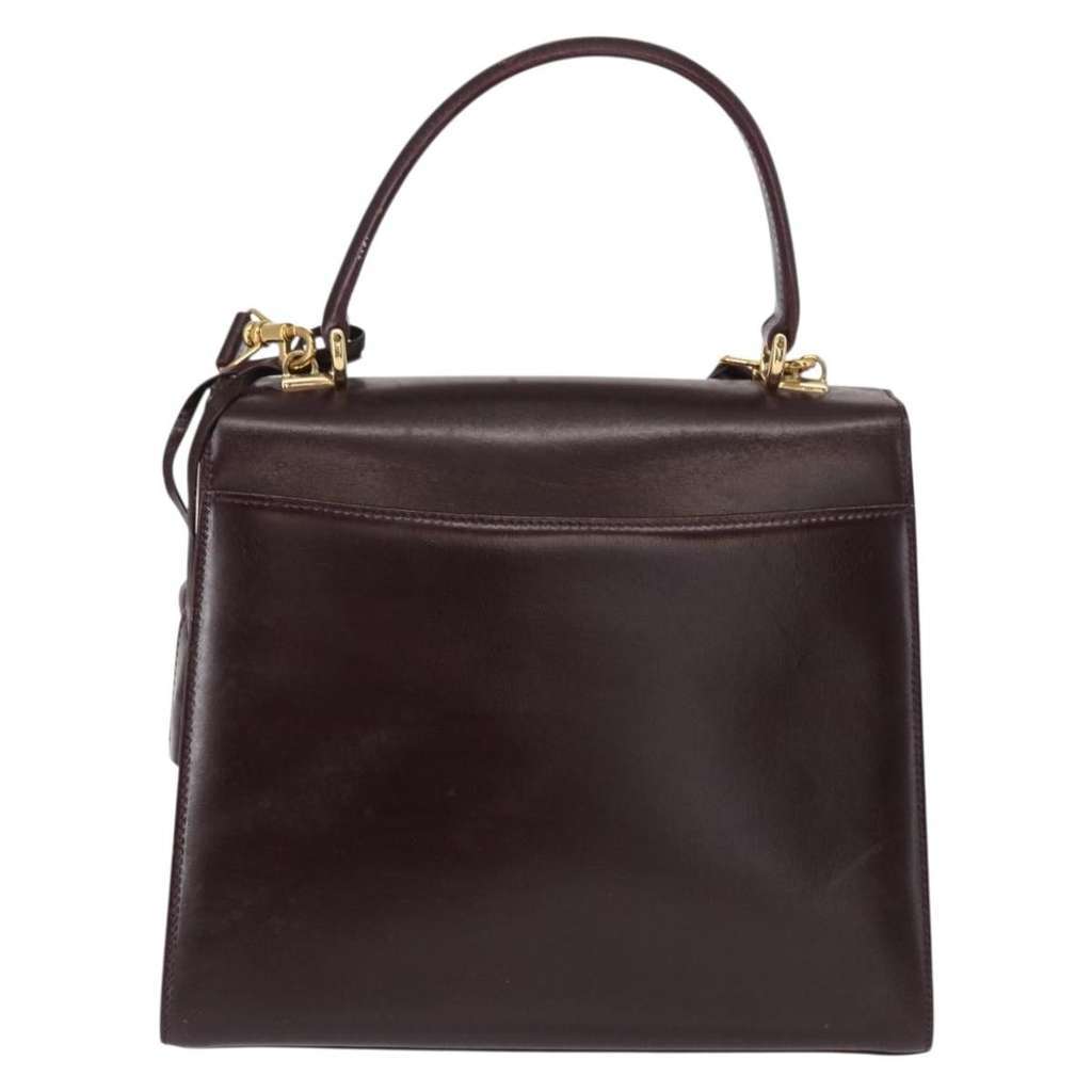 Gucci Vintage Lady Lock Top Handle Bag Burgundy Leather Good condition - Back View