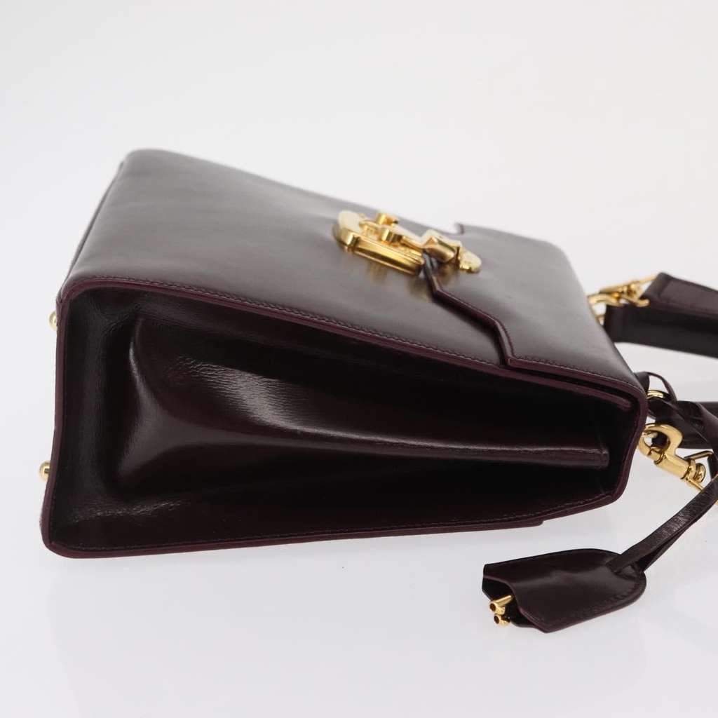 Gucci Vintage Lady Lock Top Handle Bag Burgundy Leather Good condition - Inside View