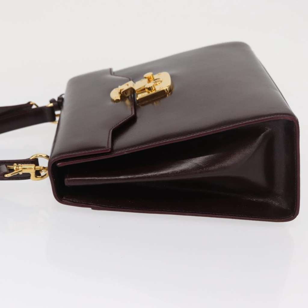 Gucci Vintage Lady Lock Top Handle Bag Burgundy Leather Good condition - Model View