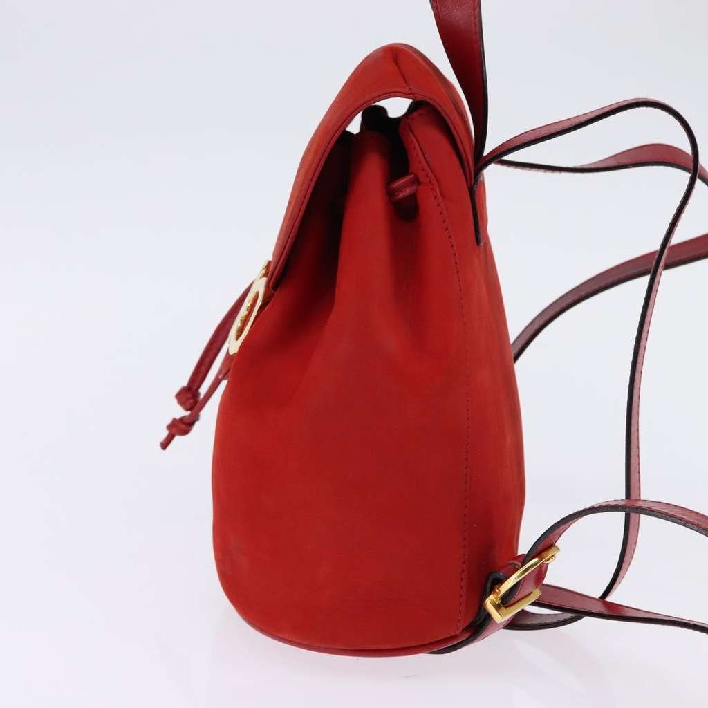 Salvatore Ferragamo Gancini Flap Drawstring Backpack Red Leather Good condition - Inside View