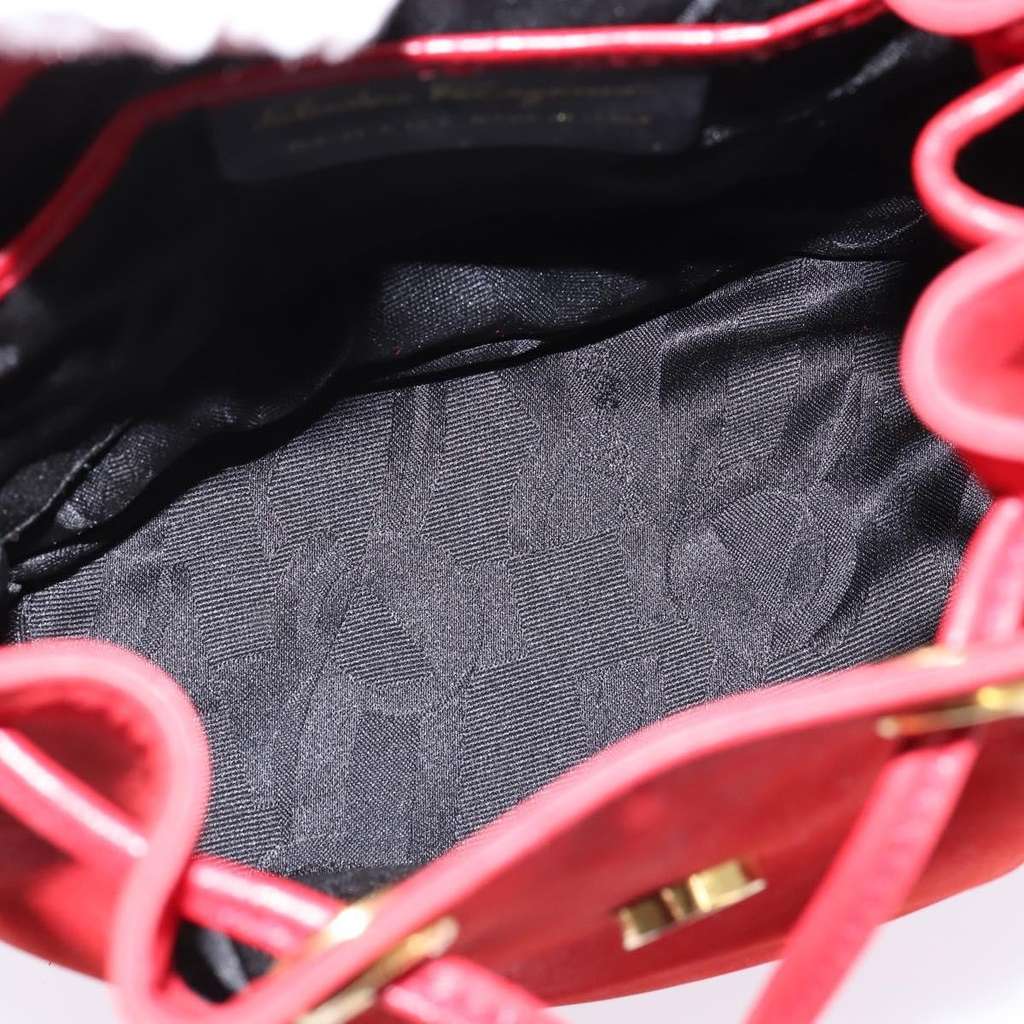 Salvatore Ferragamo Gancini Flap Drawstring Backpack Red Leather Good condition - Box View