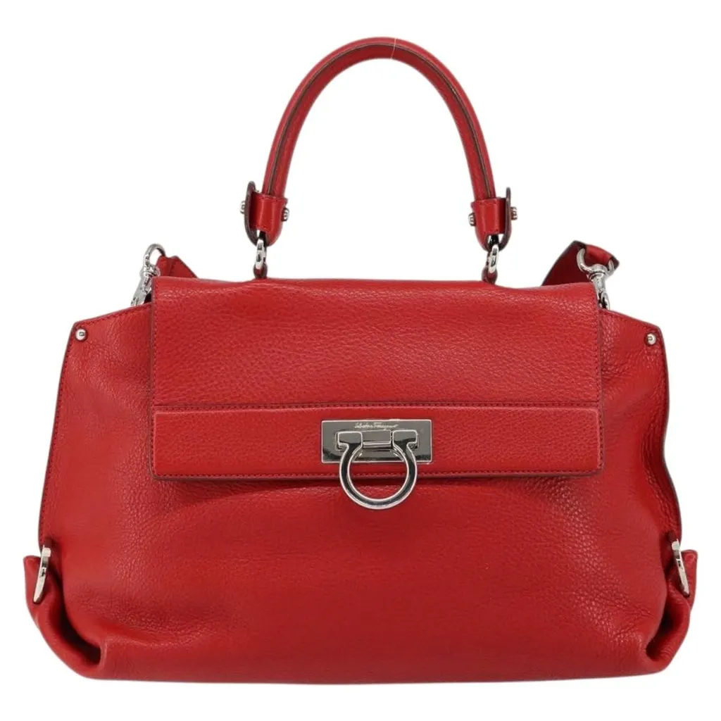 Salvatore Ferragamo Sofia Satchel Red Leather Good - Front View