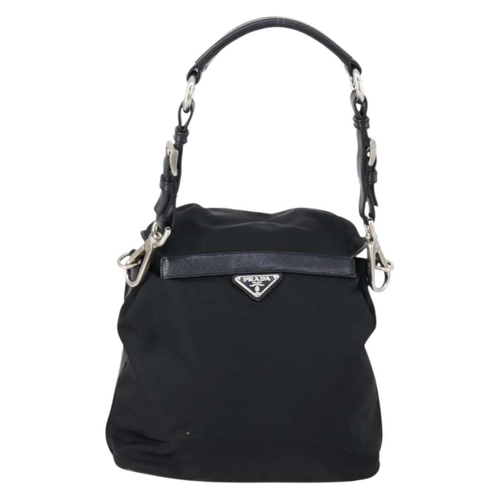 Prada Double Pocket Shoulder Bag Black Good condition - Back View