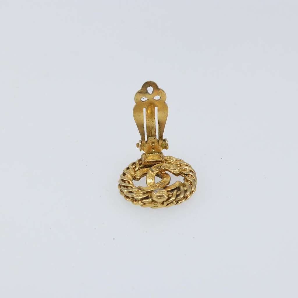 Chanel CC Round Earrings Gold Metal Good condition - Inside View