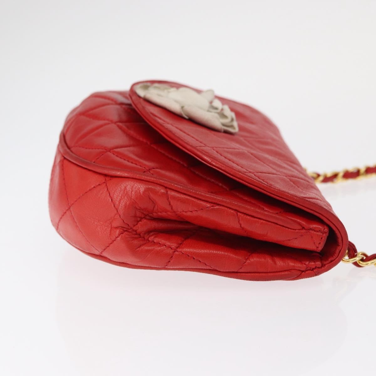 Chanel Camellia Rounded Clutch Red Leather Good condition - Inside View