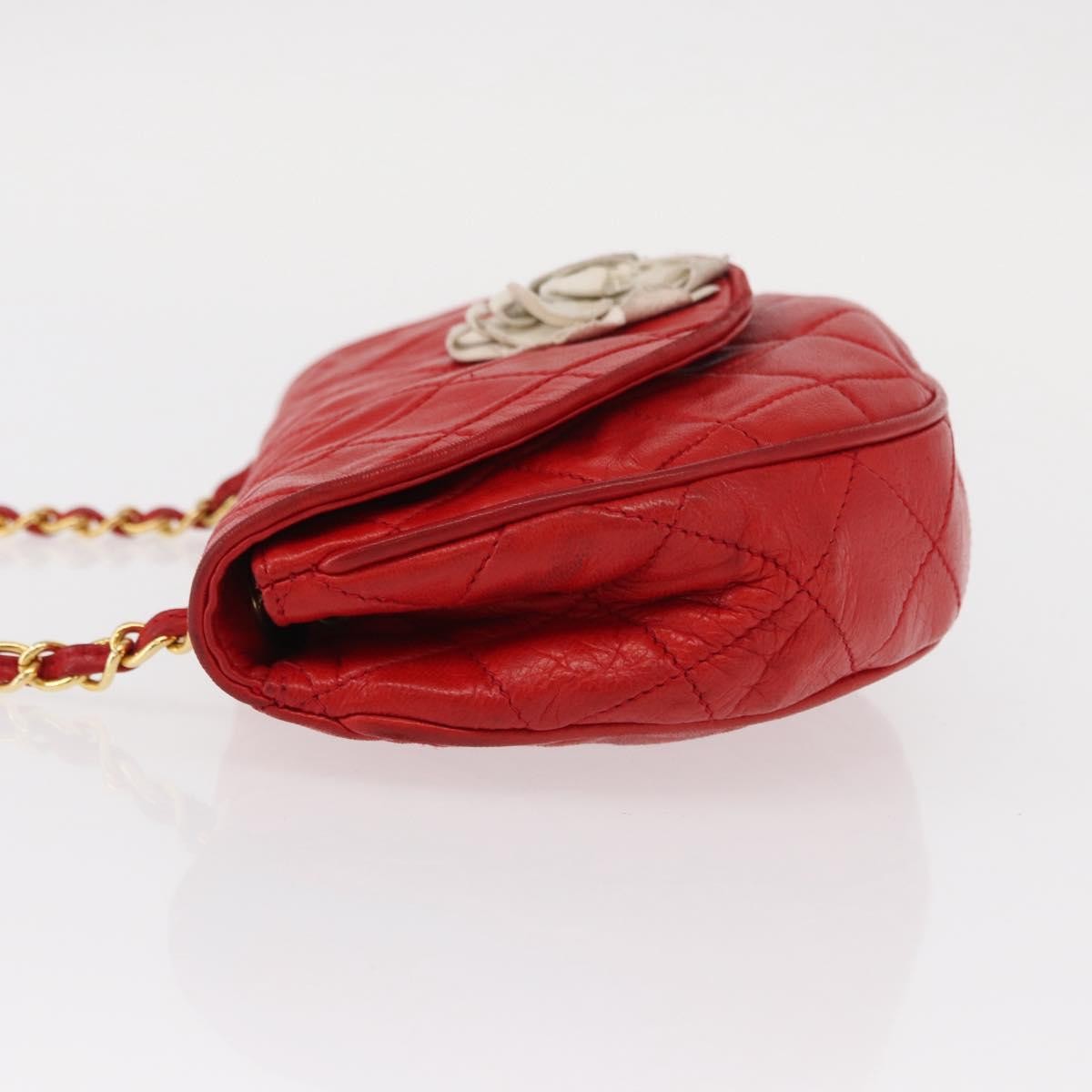 Chanel Camellia Rounded Clutch Red Leather Good condition - Model View