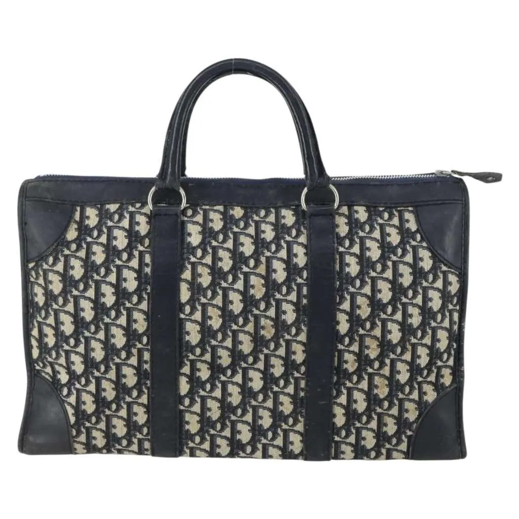 Dior Vintage Trotter Boston Bag Navy Canvas Good - Back View