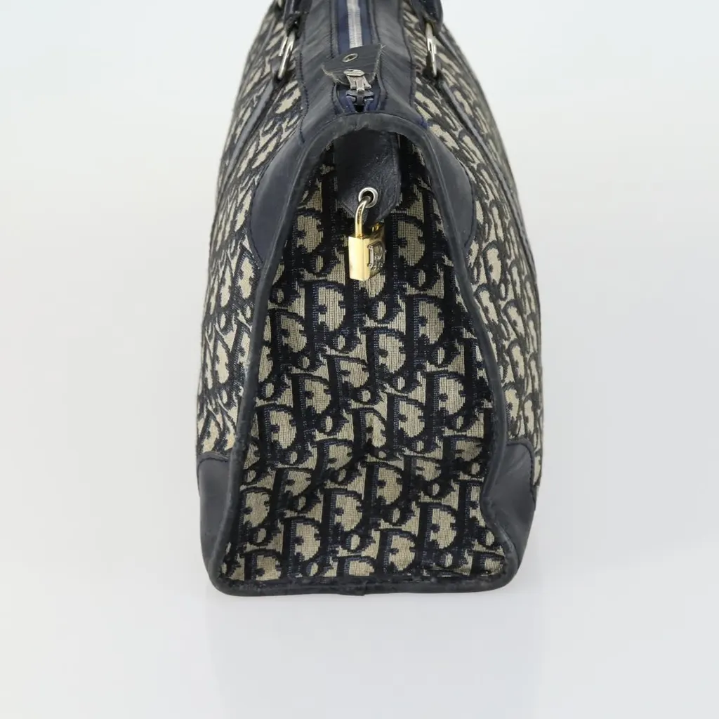 Dior Vintage Trotter Boston Bag Navy Canvas Good - Model View