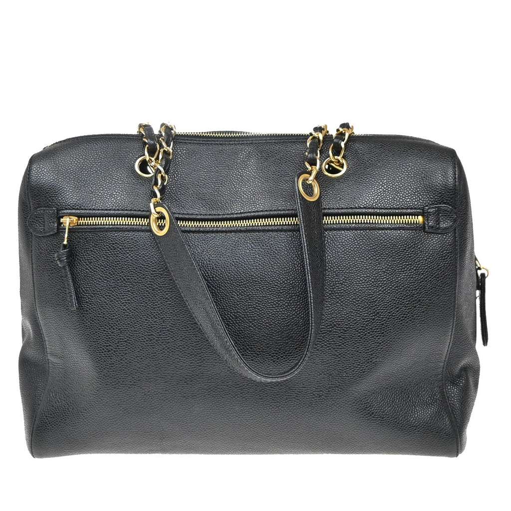 Chanel Vintage Timeless Zip Tote Black Leather Good condition - Back View