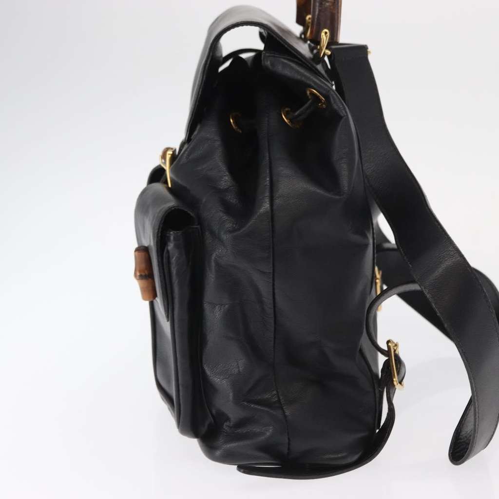 Gucci Vintage Bamboo Backpack Black Leather Fair condition - Inside View