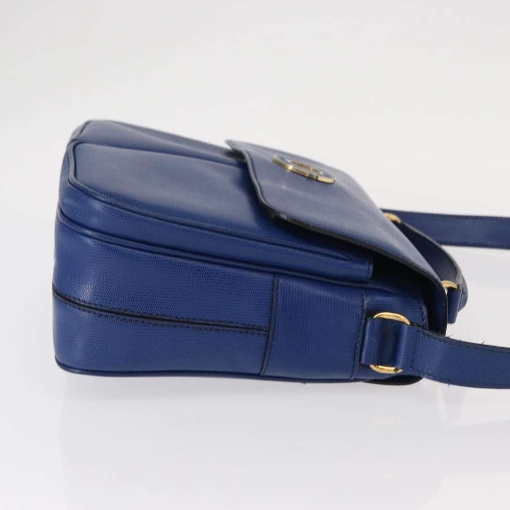 Celine Vintage Circle Logo Crossbody Bag Blue Leather Good condition - Inside View