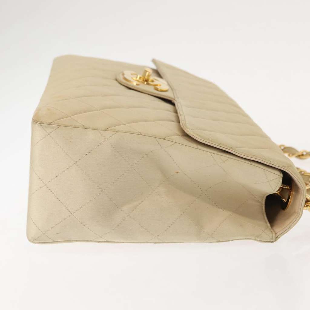 Chanel Vintage Classic Single Flap Bag Beige Satin Good condition - Inside View