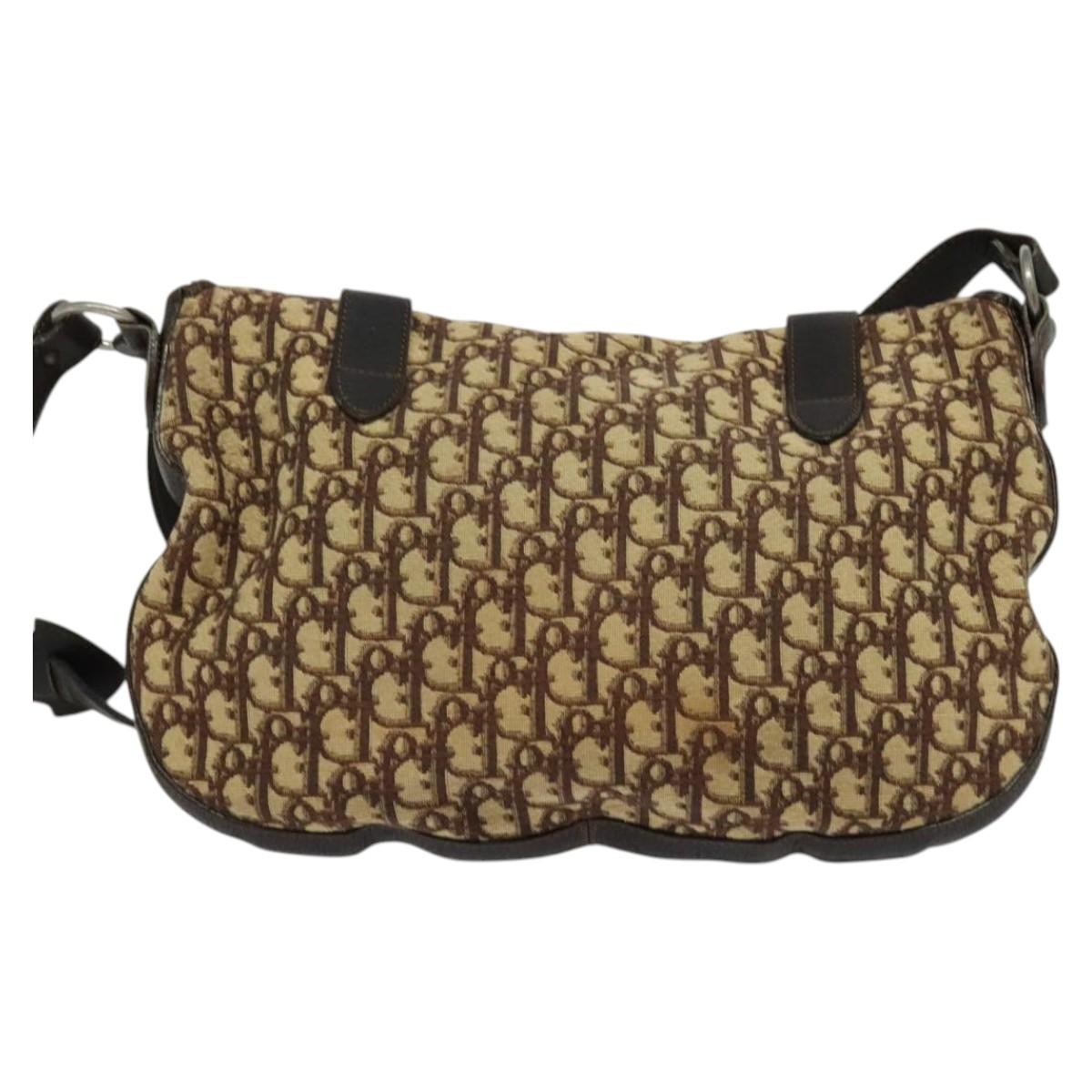 Christian Dior Vintage CD trotter Shoulder bag Brown Canvas Good condition - Back View