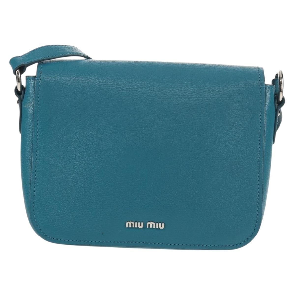Miu Miu Flap Crossbody Bag Turquoise Leather Good condition - Back View