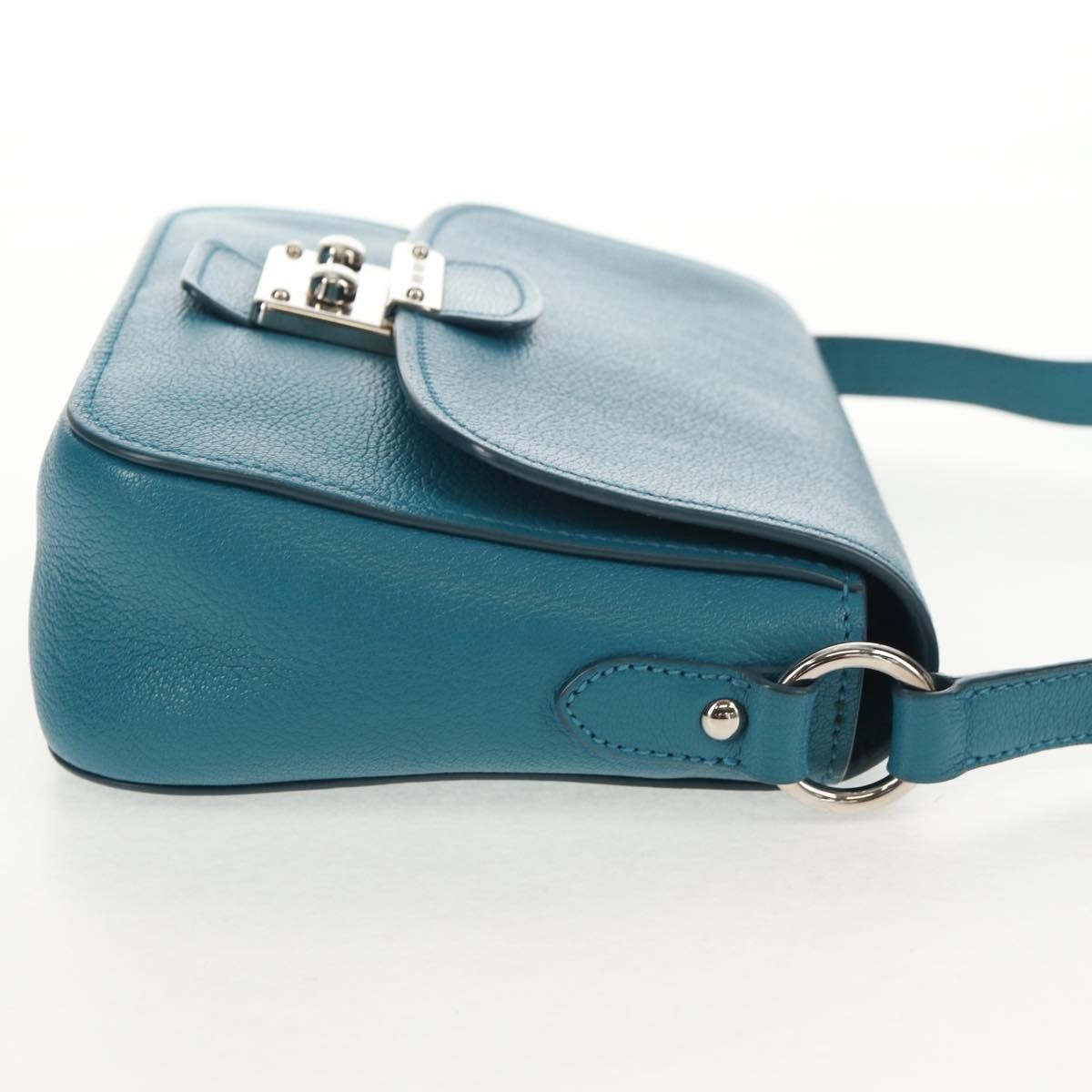 Miu Miu Flap Crossbody Bag Turquoise Leather Good condition - Model View