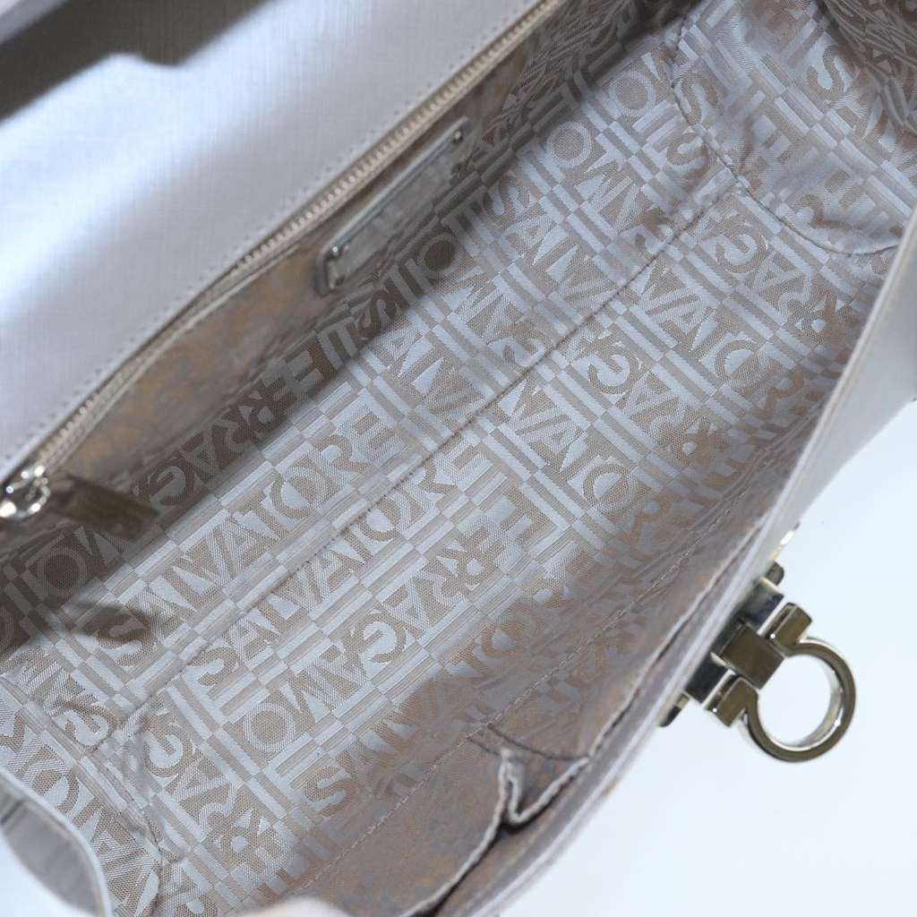 Salvatore Ferragamo Flap Satchel Silver Leather Good condition - Box View