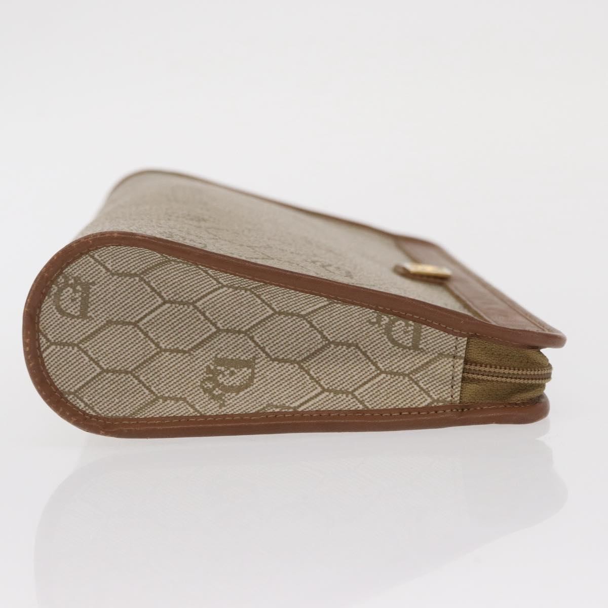 Christian Dior Vintage Honeycomb Zip Pouch Beige Canvas Good condition - Inside View