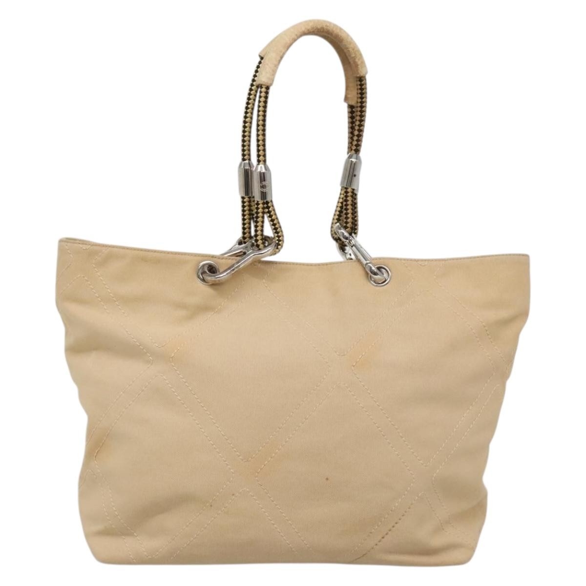 Chanel Vintage Cruise Line No.5 Tote Beige Canvas Good condition - Back View