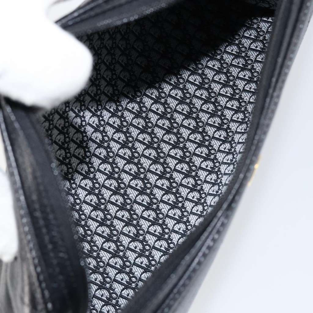 Christian Dior Vintage Shoulder Bag Black Leather Good condition - Box View