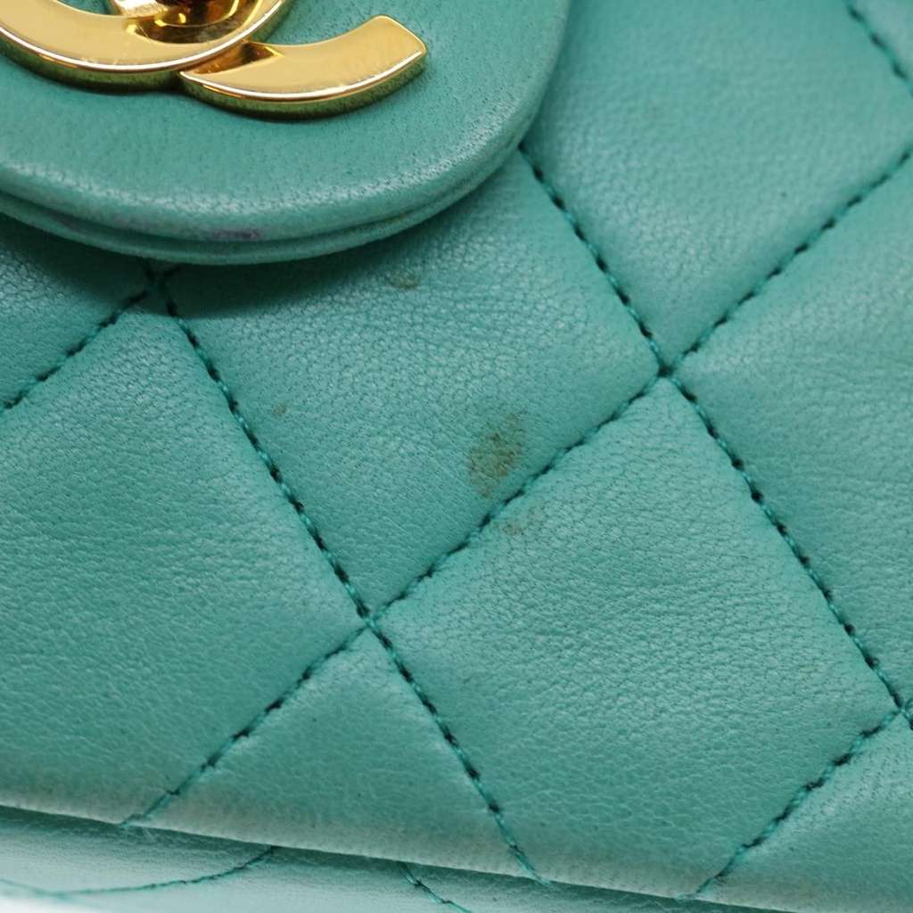 Chanel Square Classic Single Flap Bag Blue Leather Good condition - Inside View