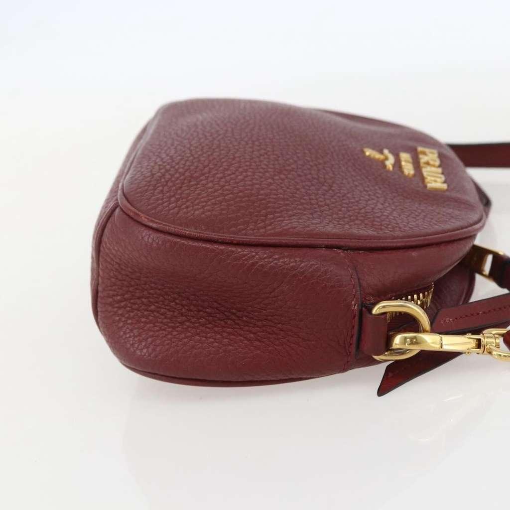 Prada Dual Strap Crossbody Bag Burgundy Leather Good condition - Model View