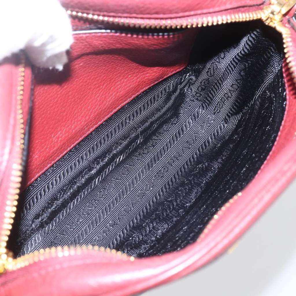 Prada Dual Strap Crossbody Bag Burgundy Leather Good condition - Box View