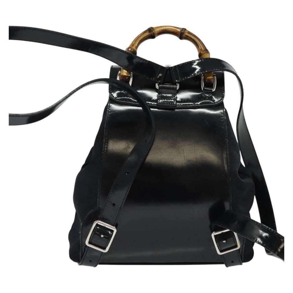Gucci Vintage Bamboo Backpack Black Good condition - Back View