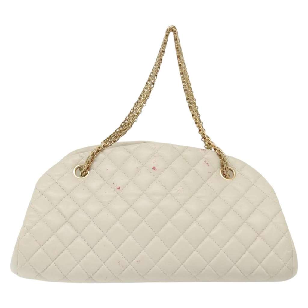 Chanel Just Mademoiselle Bag White Leather Good condition - Back View