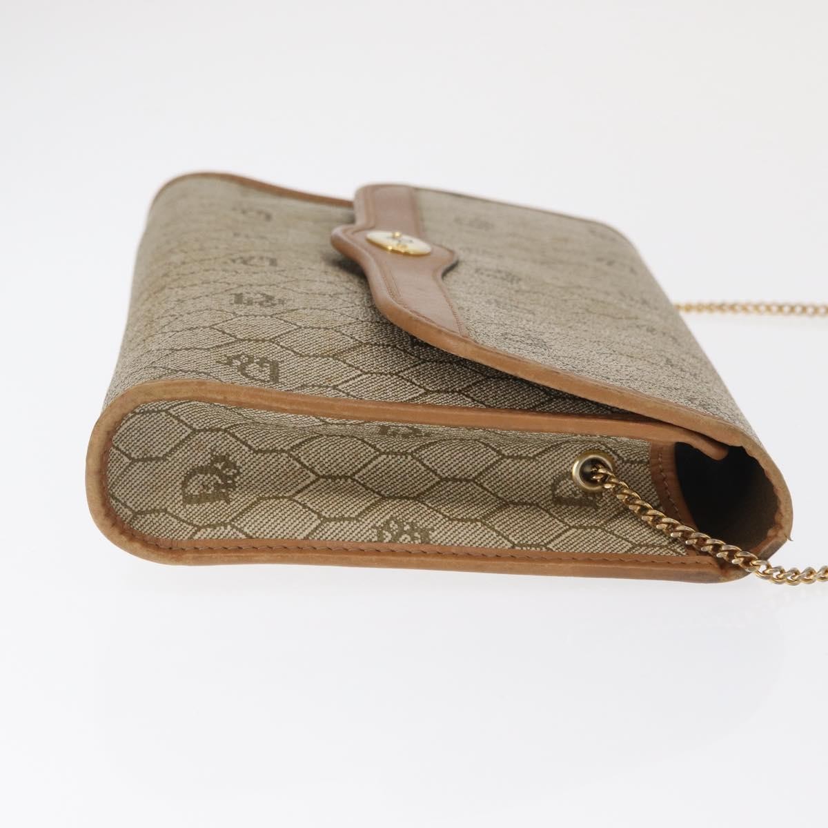 Christian Dior Vintage Honeycomb chain Beige Canvas Good condition - Inside View