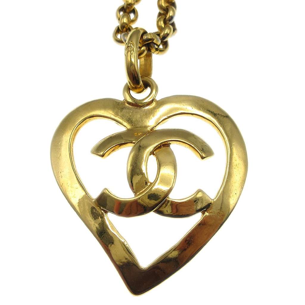 Chanel CC Heart Pendant Gold Good condition - Back View