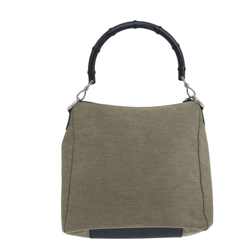 Gucci Vintage Bamboo Handle Tote Beige Canvas Good condition - Back View