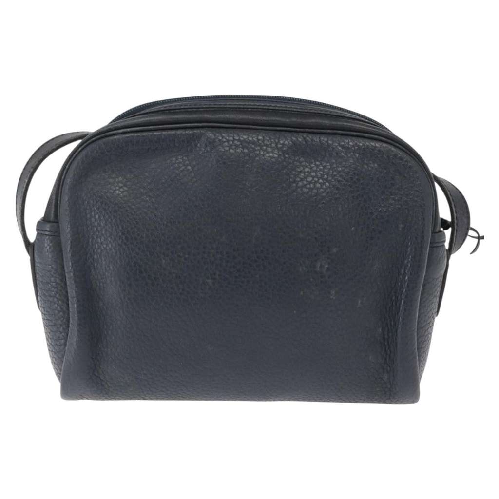 Christian Dior Vintage CD Logo Shoulder Bag Navy Leather Fair condition - Back View