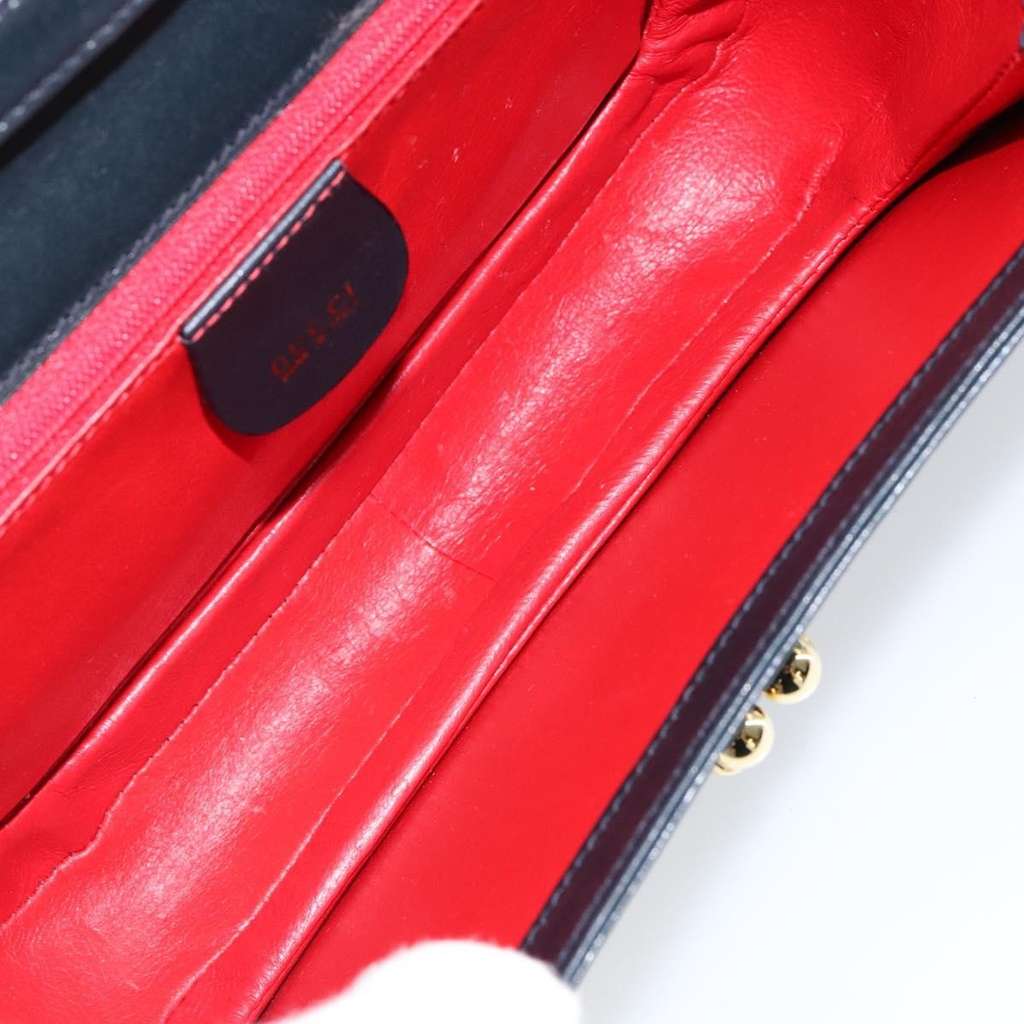 Gucci Vintage Shoulder Bag Navy Leather Good condition - Box View
