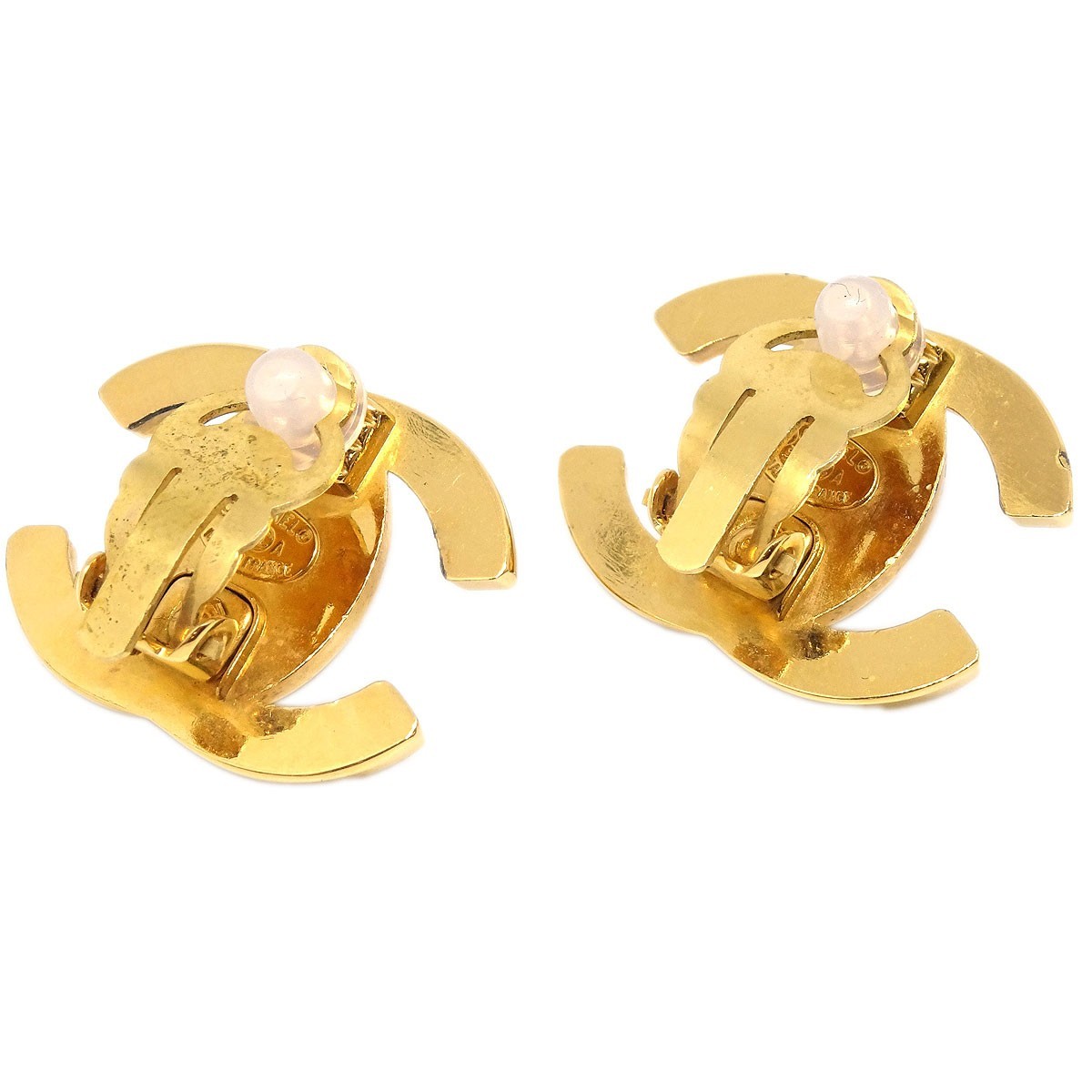 Chanel CC Turnlock Clip-On Earrings Gold Good condition - Back View