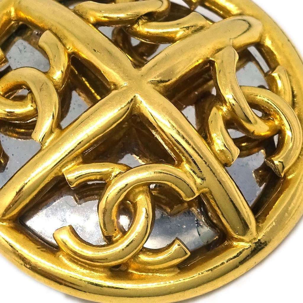 Chanel CC Round Earrings Gold Good condition - Back View