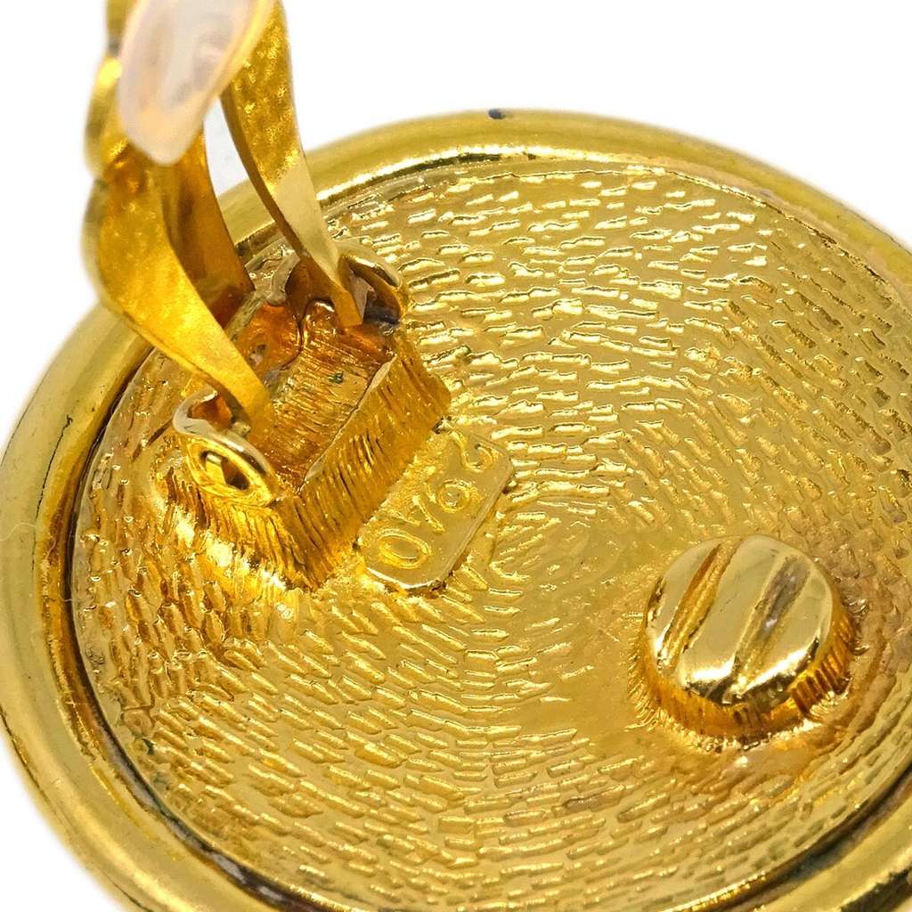 Chanel CC Round Earrings Gold Good condition - Model View