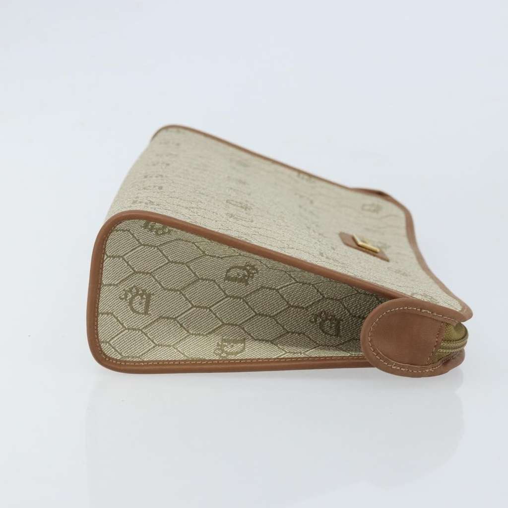 Christian Dior Vintage Honeycomb Zip Pouch Beige Canvas Good condition - Inside View