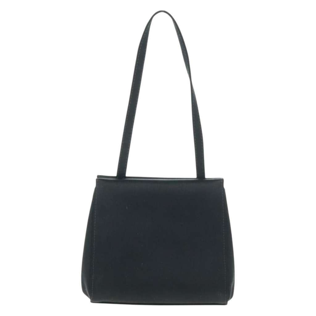 Chanel Vintage Crystal Camellia Evening Bag Black Satin Good condition - Back View