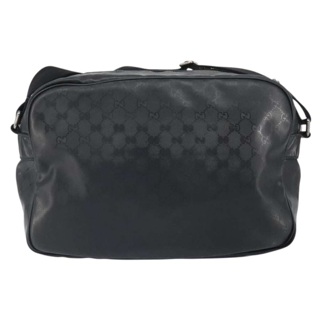 Gucci Zip Messenger Bag Black Canvas Fair condition - Back View