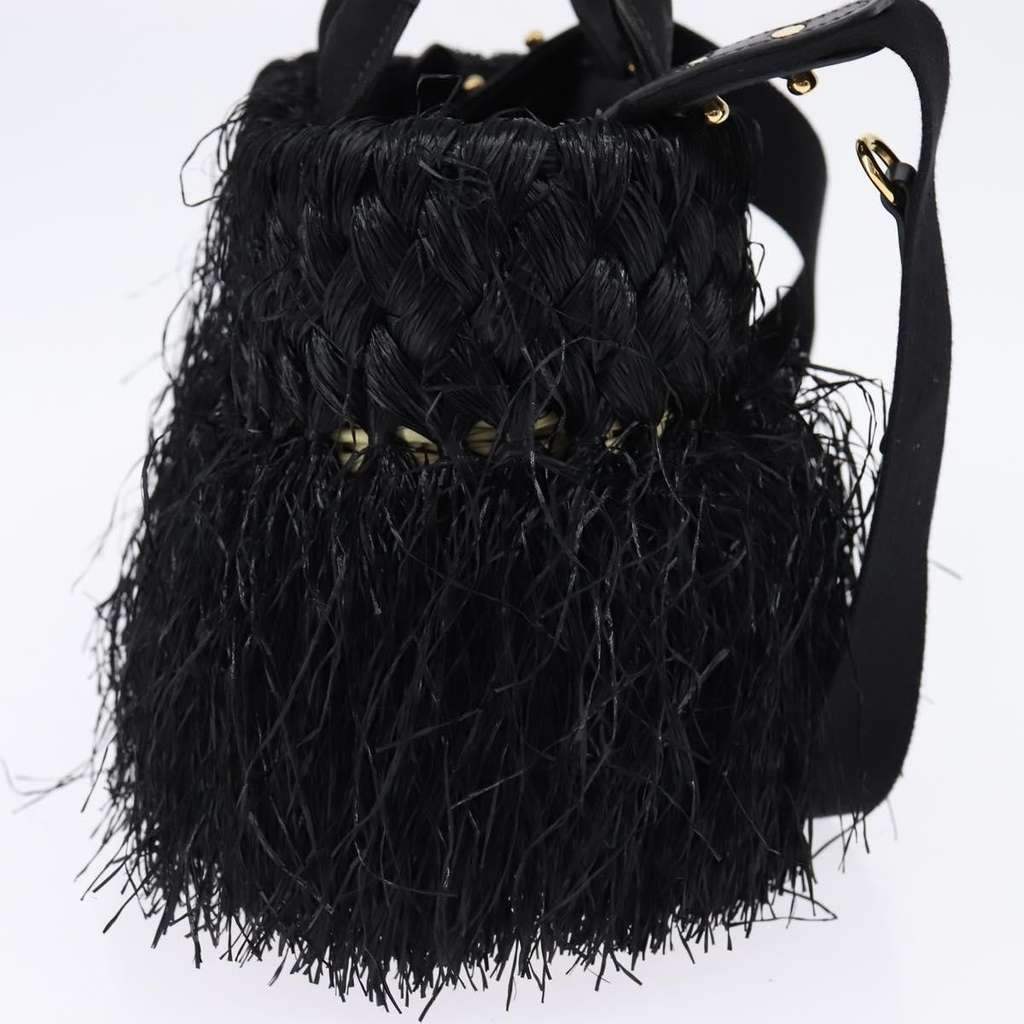 Prada Fringe Wicker Tote Black Good condition - Inside View