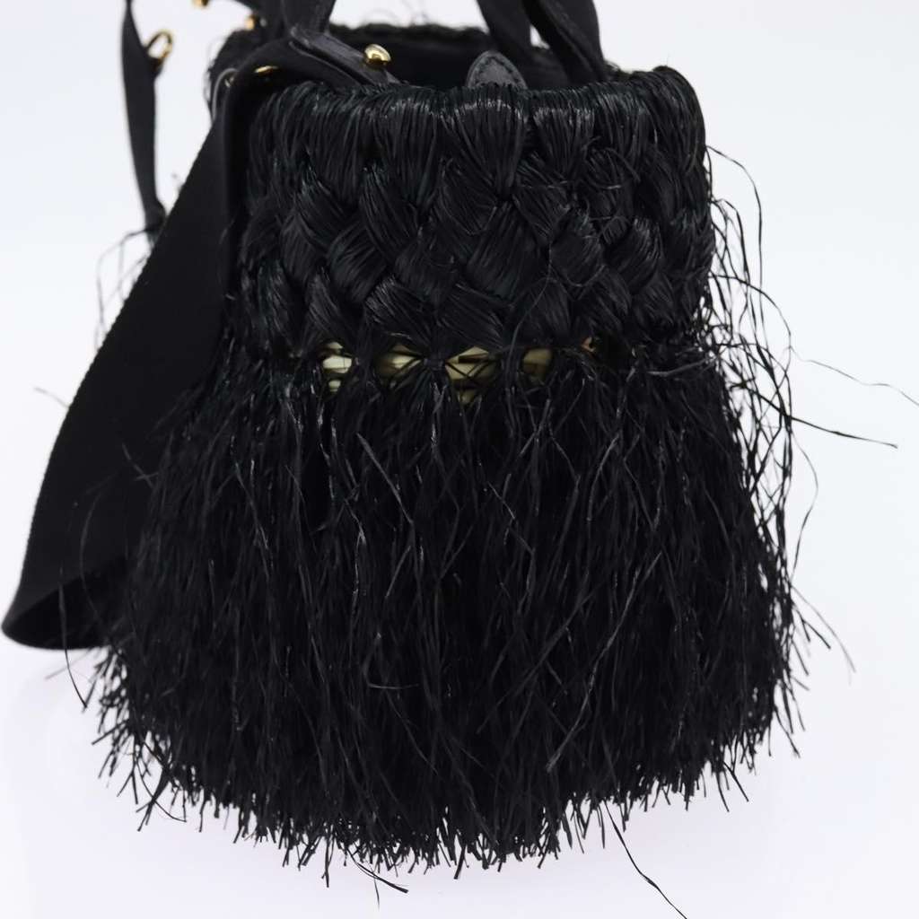 Prada Fringe Wicker Tote Black Good condition - Model View